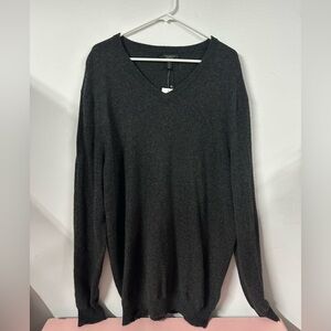 NWT Club Room Luxury 100% Cashmere V-Neck Sweater Mens 3XL XXXL Charcoal Grey